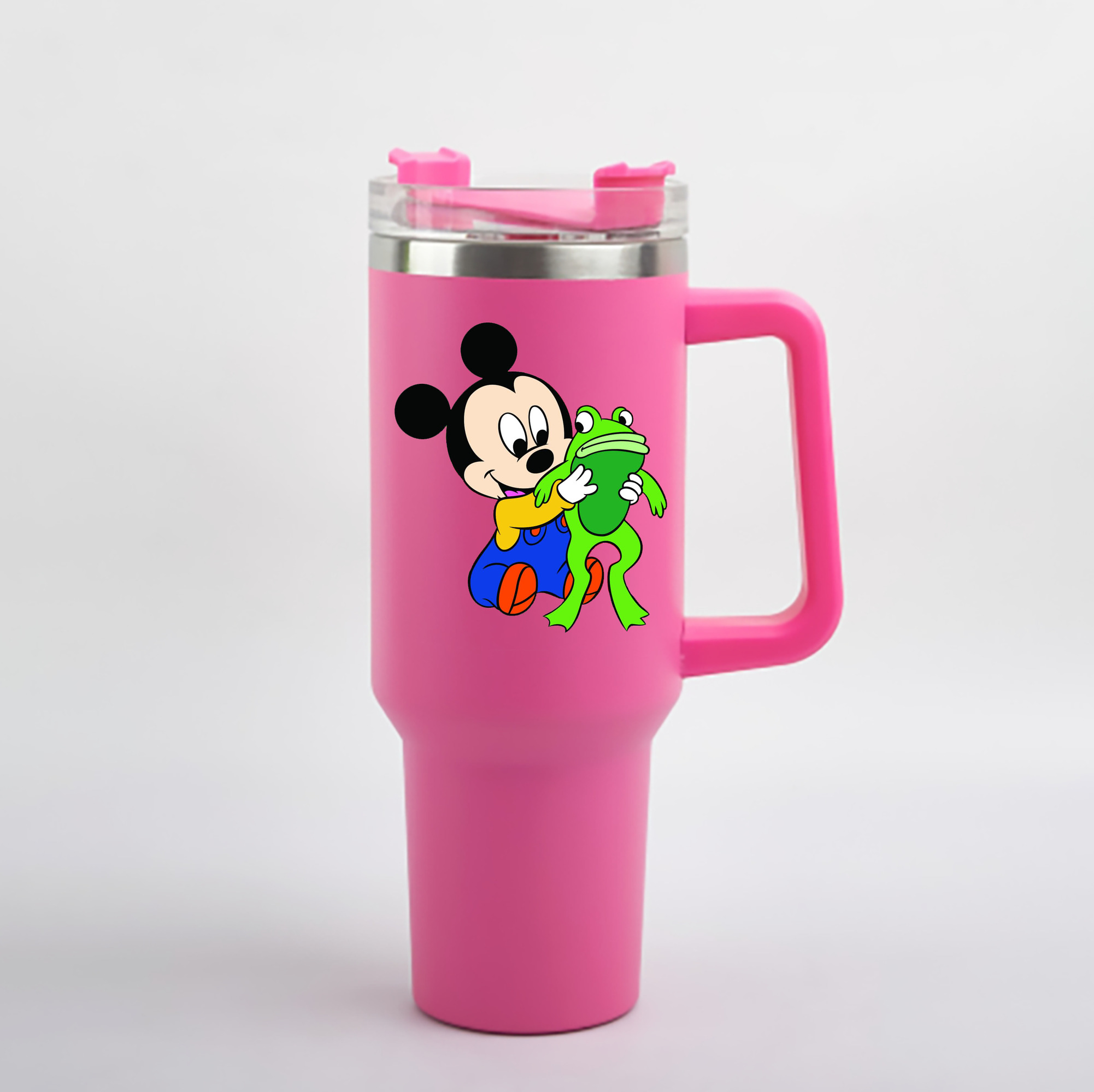 （画像用） ミッキーマウス Mickey Mouse 1200mL車用タンブラー - クリスタルステッカー（プラスチックストロー付き）